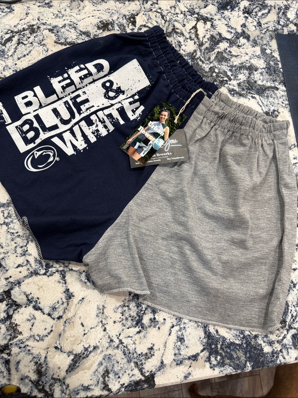 Penn State I bleed Blue & White Graphic Lounge Shorts with Gray Knit Shorts